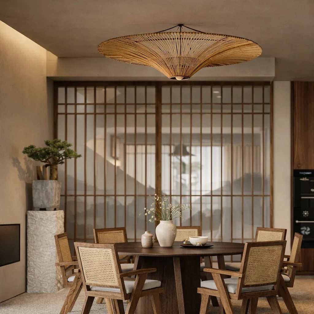 Suspension rotin naturel - Hikari Suspension rotin naturel Hikari – Sublimez votre intérieur avec style unique