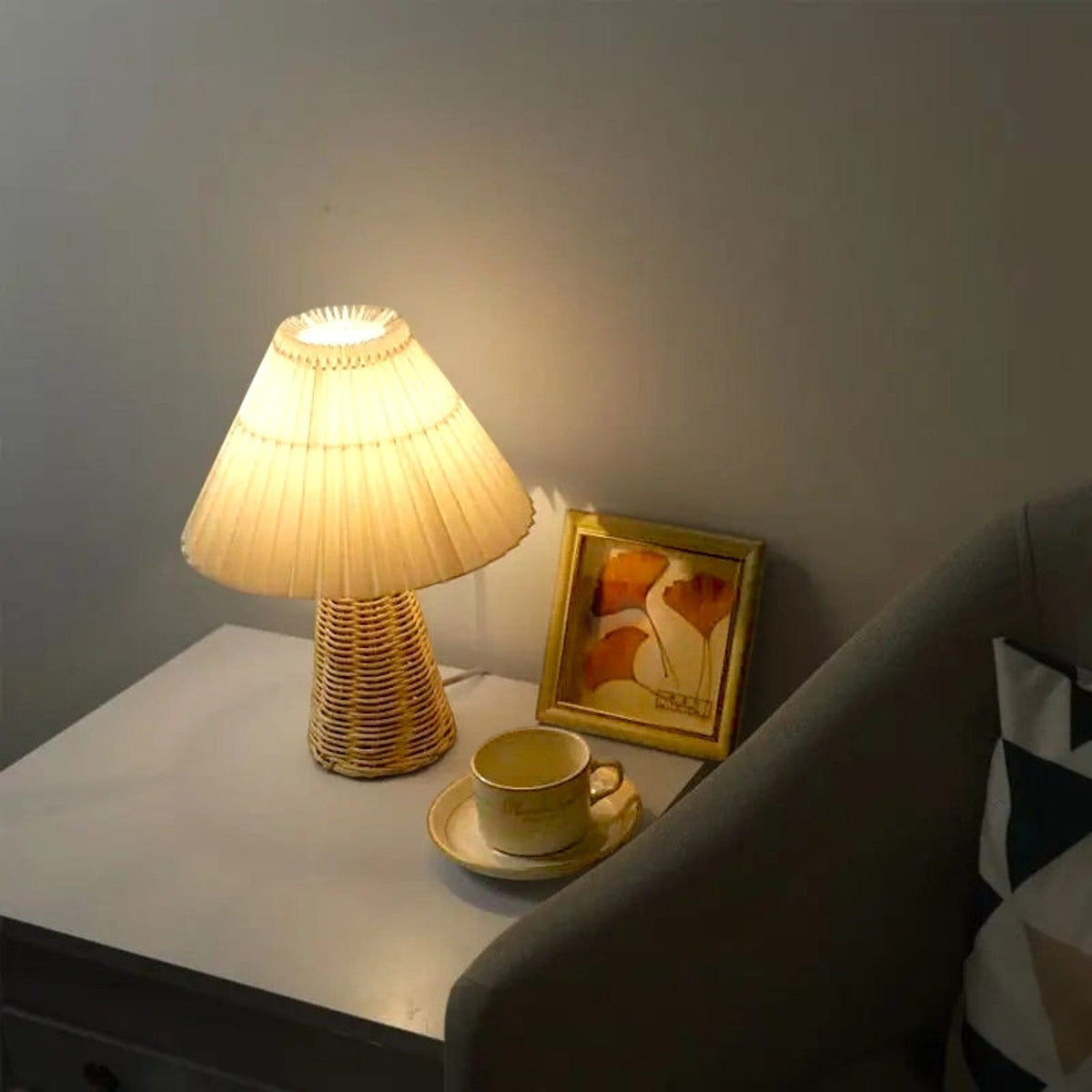Abat jour rotin lampe de table - Folia Abat jour rotin lampe de table - Folia Charme immédiat