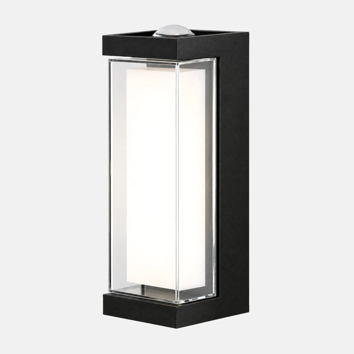 Applique extérieure LED Yva noire, modèle rectangle, sur fond uni