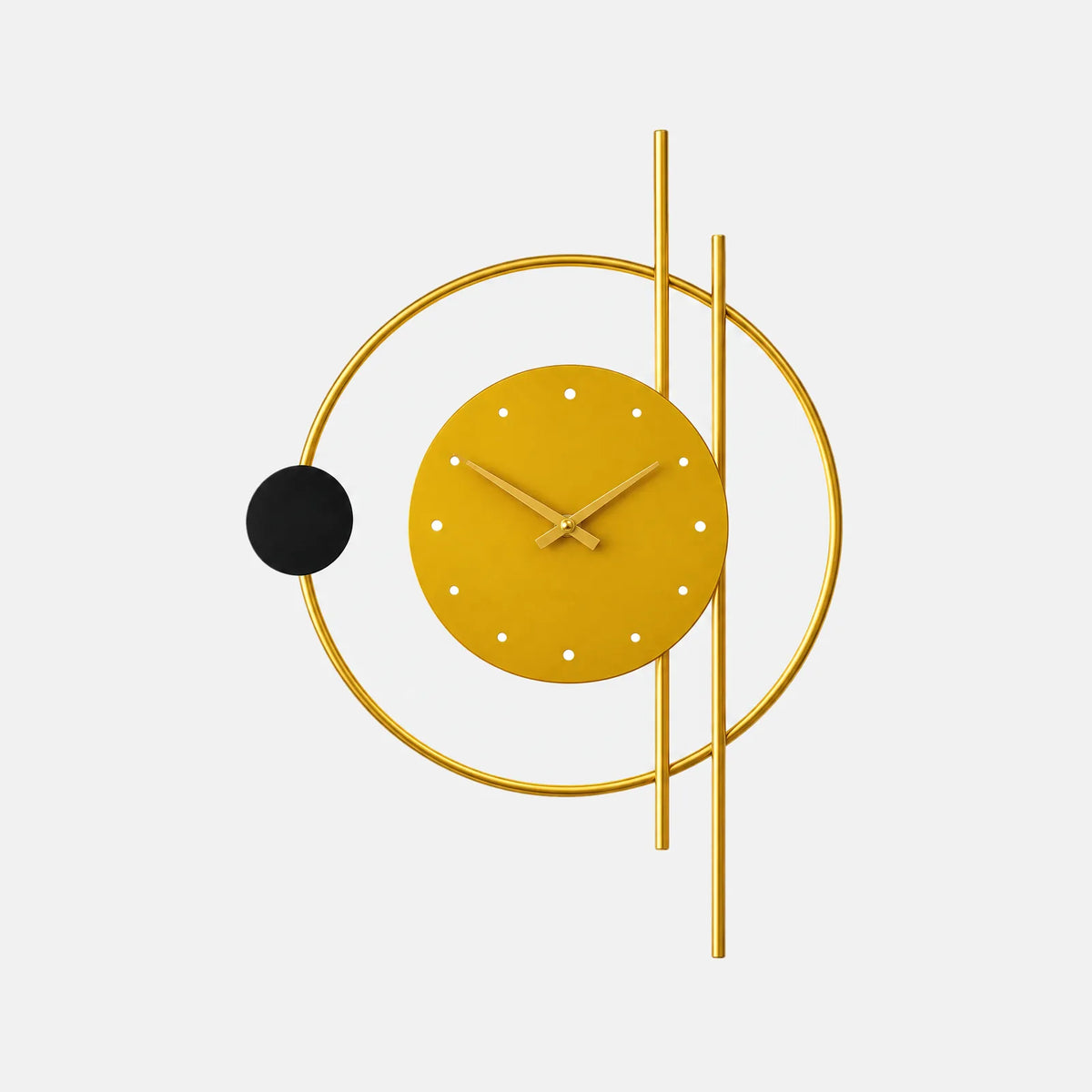 Horloge murale lumineuse dorée, 57 cm, sur fond uni