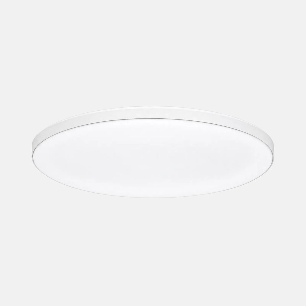 Grand plafonnier rond LED Ify extra-plat, contour blanc, sur fond uni