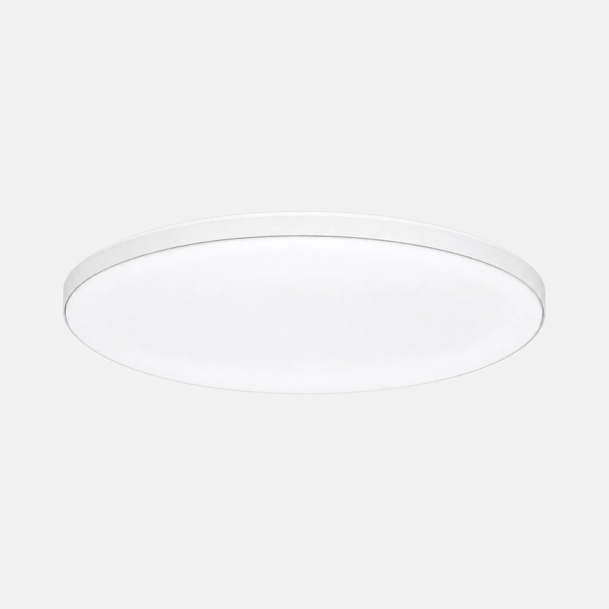 Grand plafonnier rond LED Ify extra-plat, contour blanc, sur fond uni