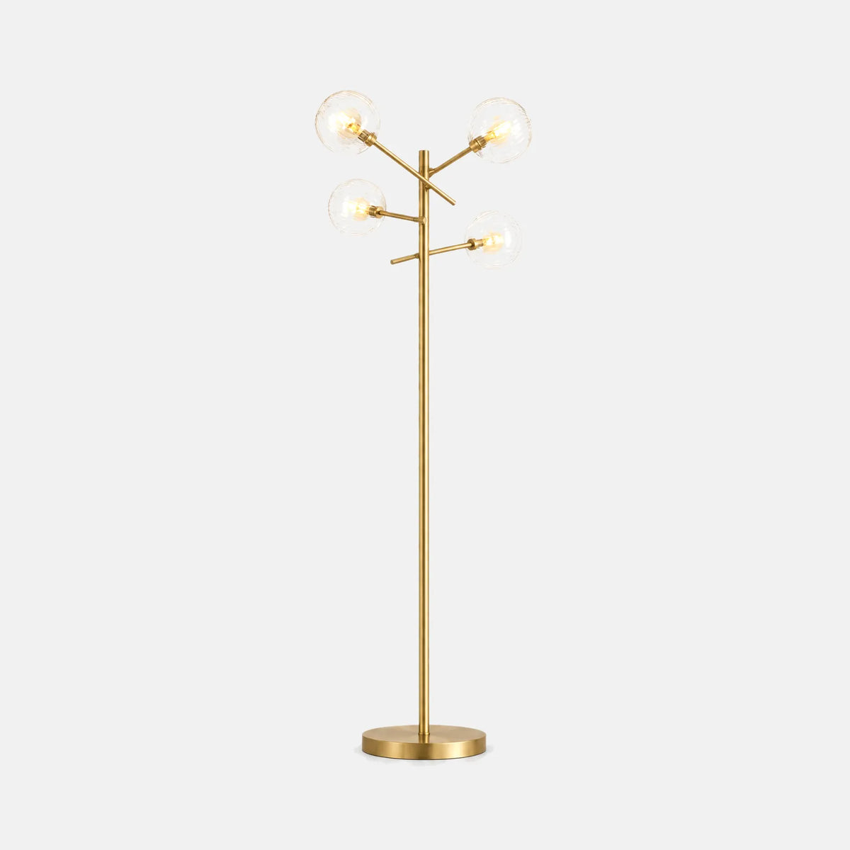 Lampadaire bulle Luna doré avec globes en verre, 151 cm, sur fond uni