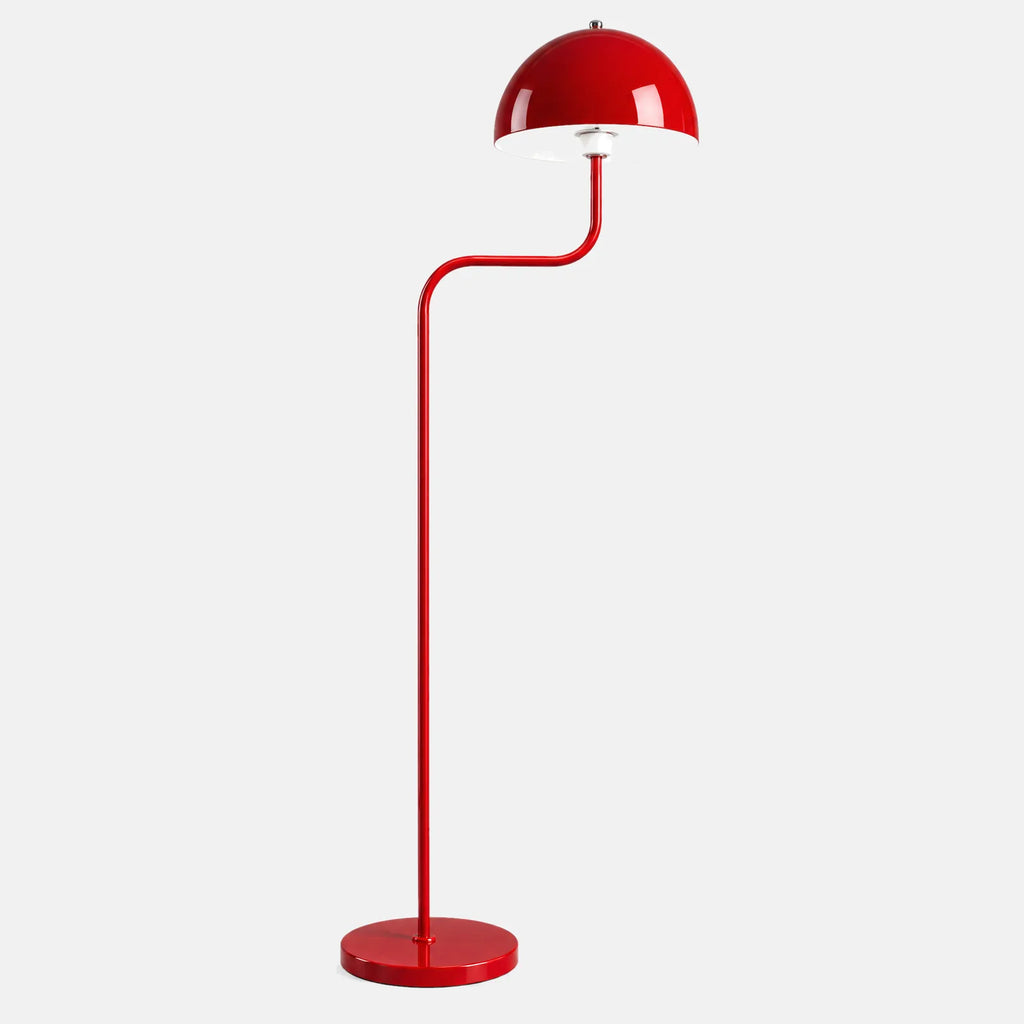 Lampadaire champignon Vinto rouge laqué, 152 cm, sur fond uni
