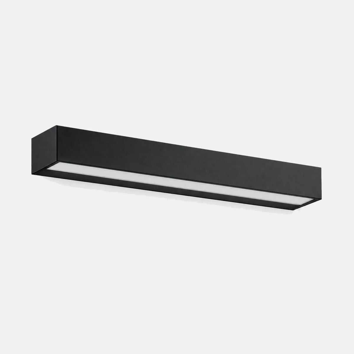 Applique murale extérieure Uria noire, barre LED éclairage vers le bas, sur fond uni