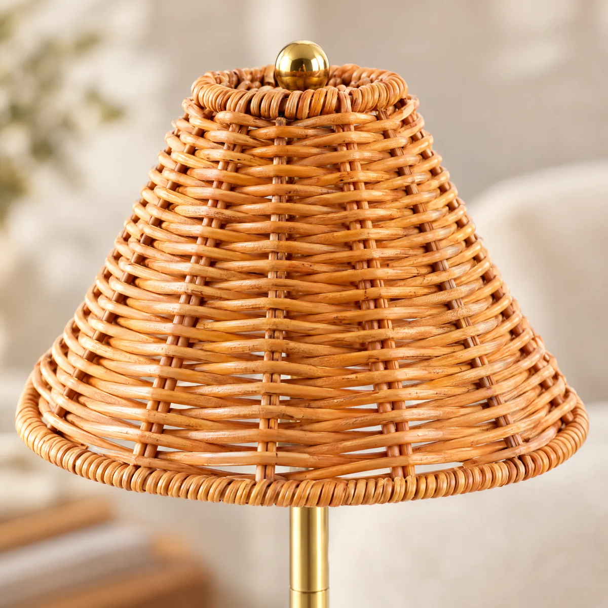 Détail de l'abat-jour tressé de la lampe Viva