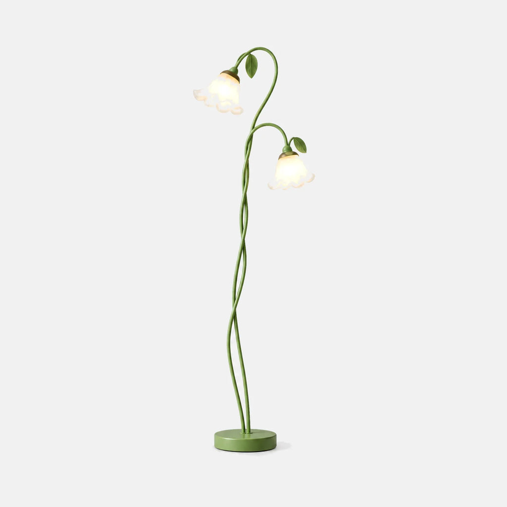 Lampadaire floral Lila à tulipes en verre, sur fond uni