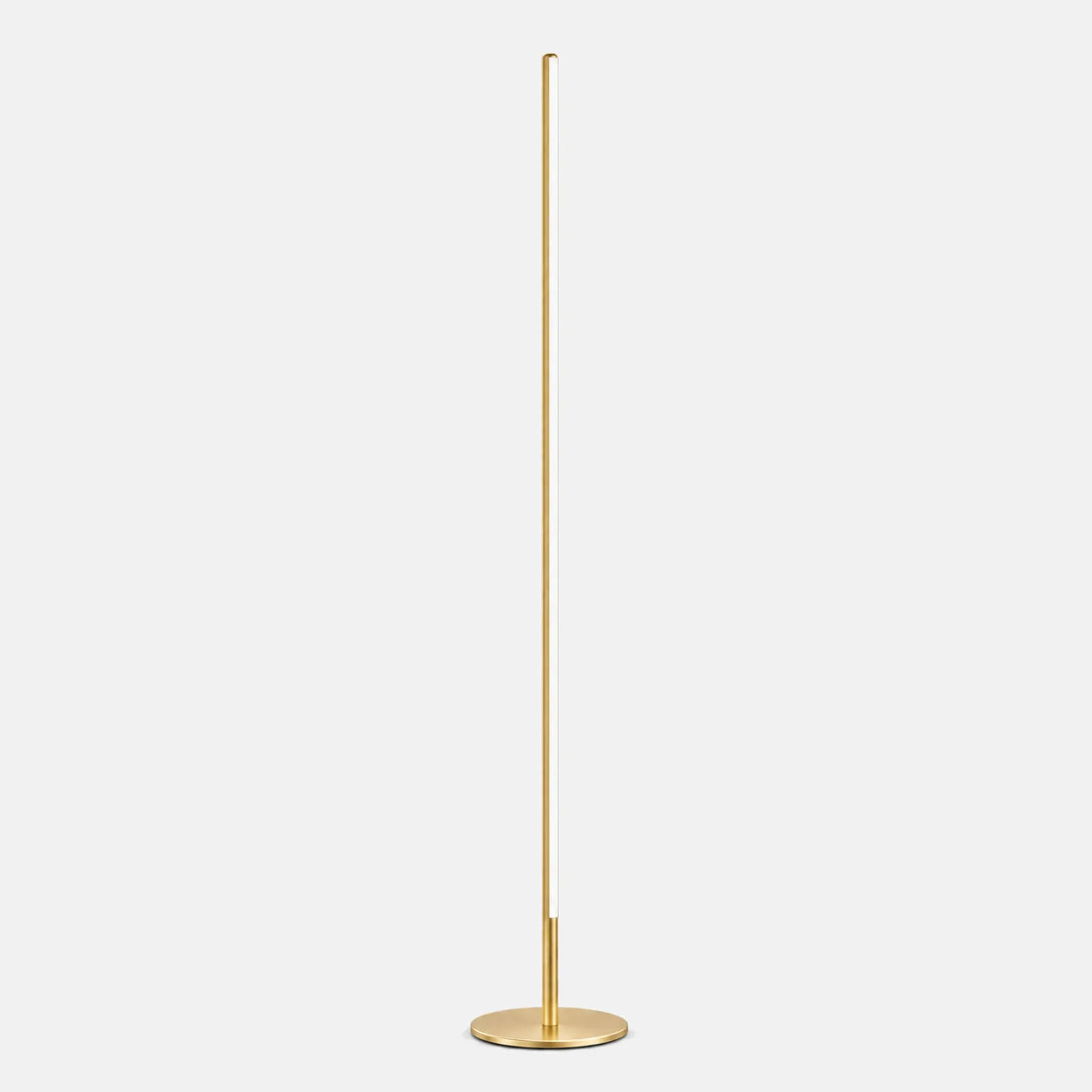Lampe LED design sur pied Otra dorée, lampadaire minimaliste, photo sur fond uni