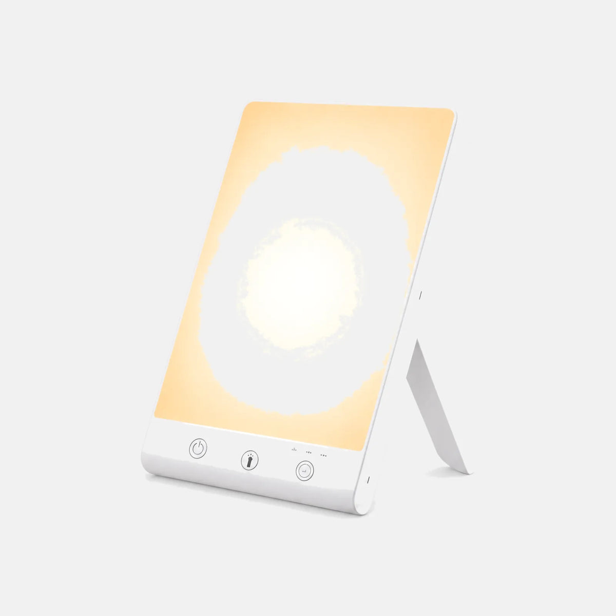 Lampe de luminothérapie LED Lumo, panneau blanc lumineux sur pied, sur fond uni