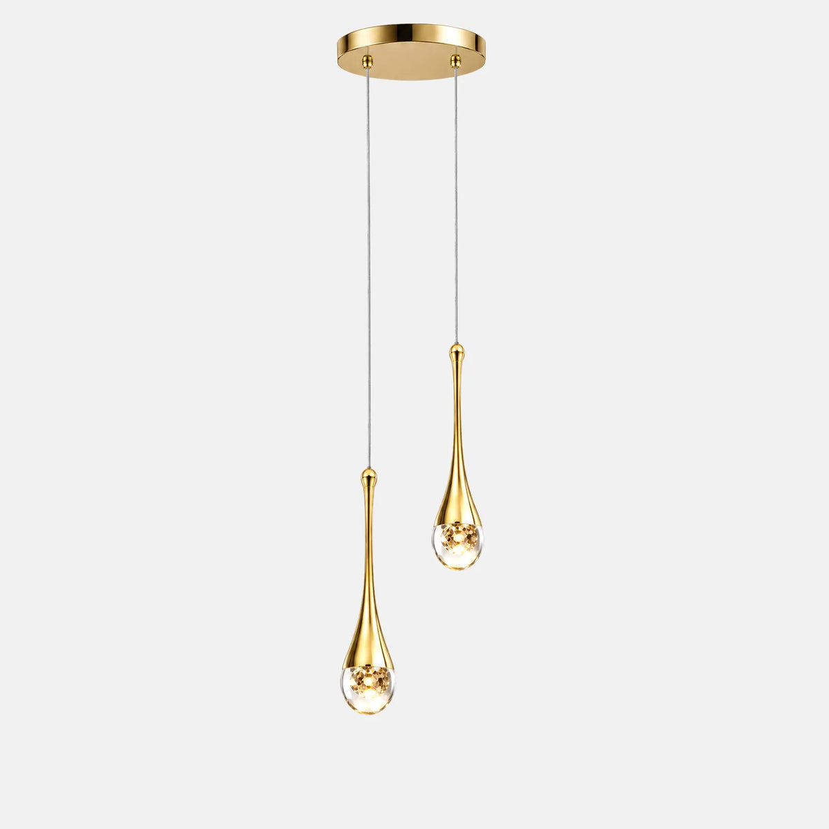 Lampe suspendue cristal Lexa, version double sur fond uni