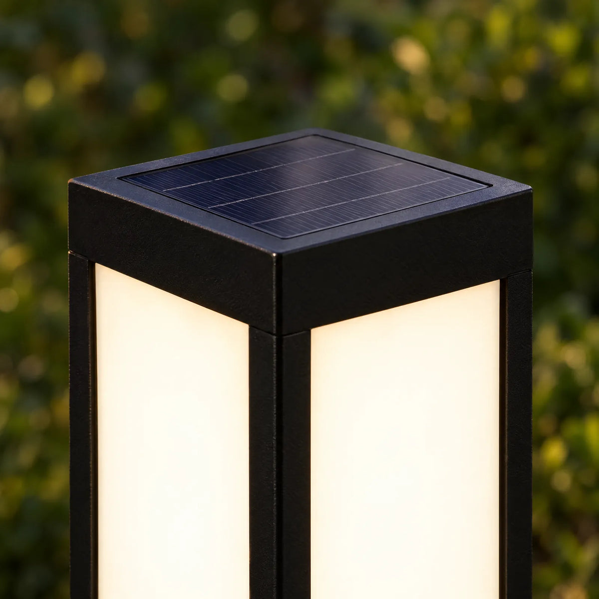 Détail du panneau solaire intégré au sommet de la borne Suli
