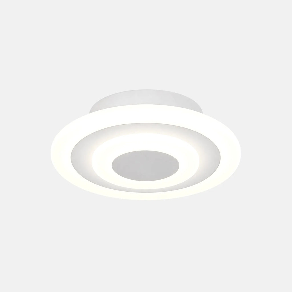 Plafonnier LED rond Zatis blanc à anneaux lumineux, sur fond uni