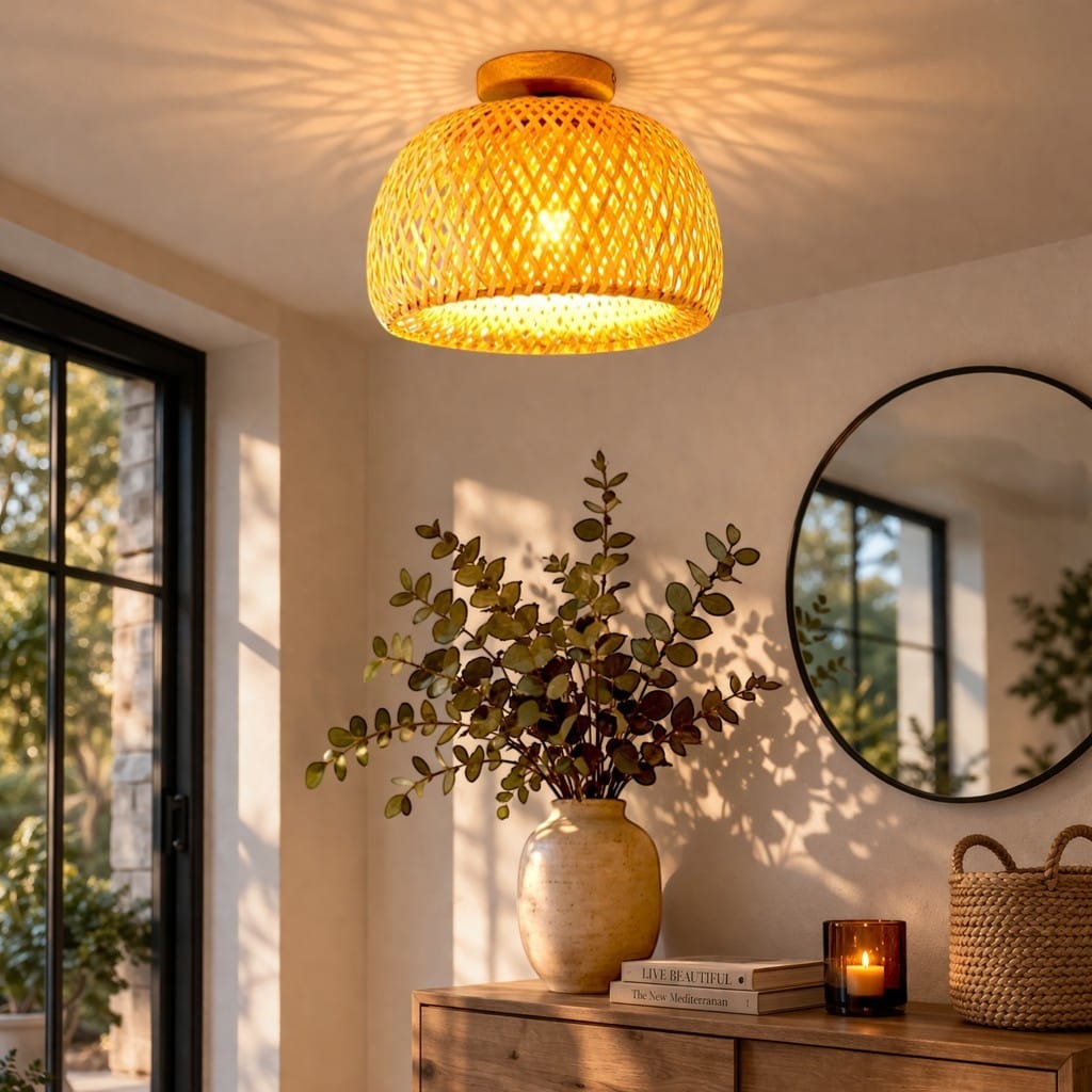 Luminaire plafonnier bambou - Valux Luminaire plafonnier bambou - Valux Style naturel, éclat