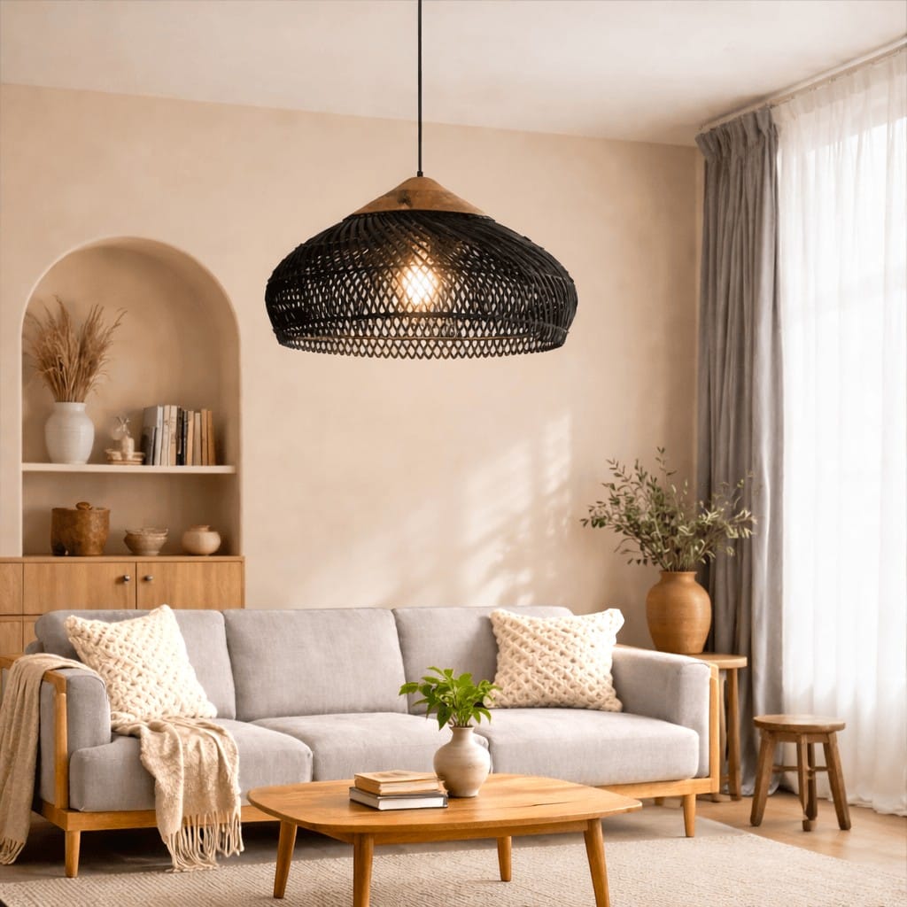 Suspension rotin noir - Astra Suspension rotin noir - Astra Illuminez votre intérieur
