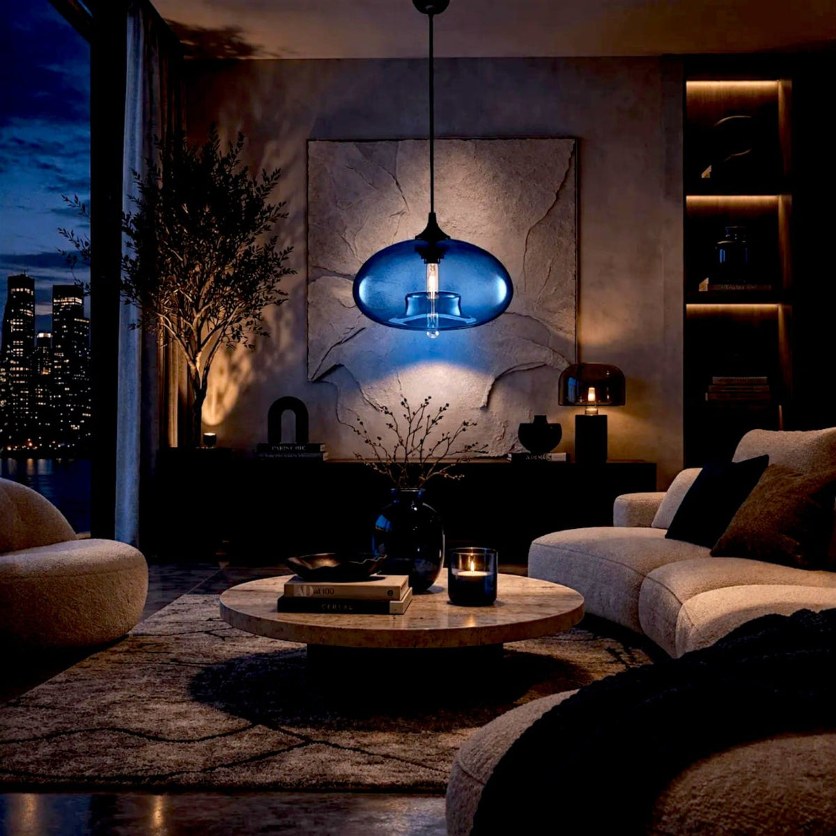 Luminaire suspension verre colore - Yva Luminaire suspension verre colore - Yva Éclat garanti