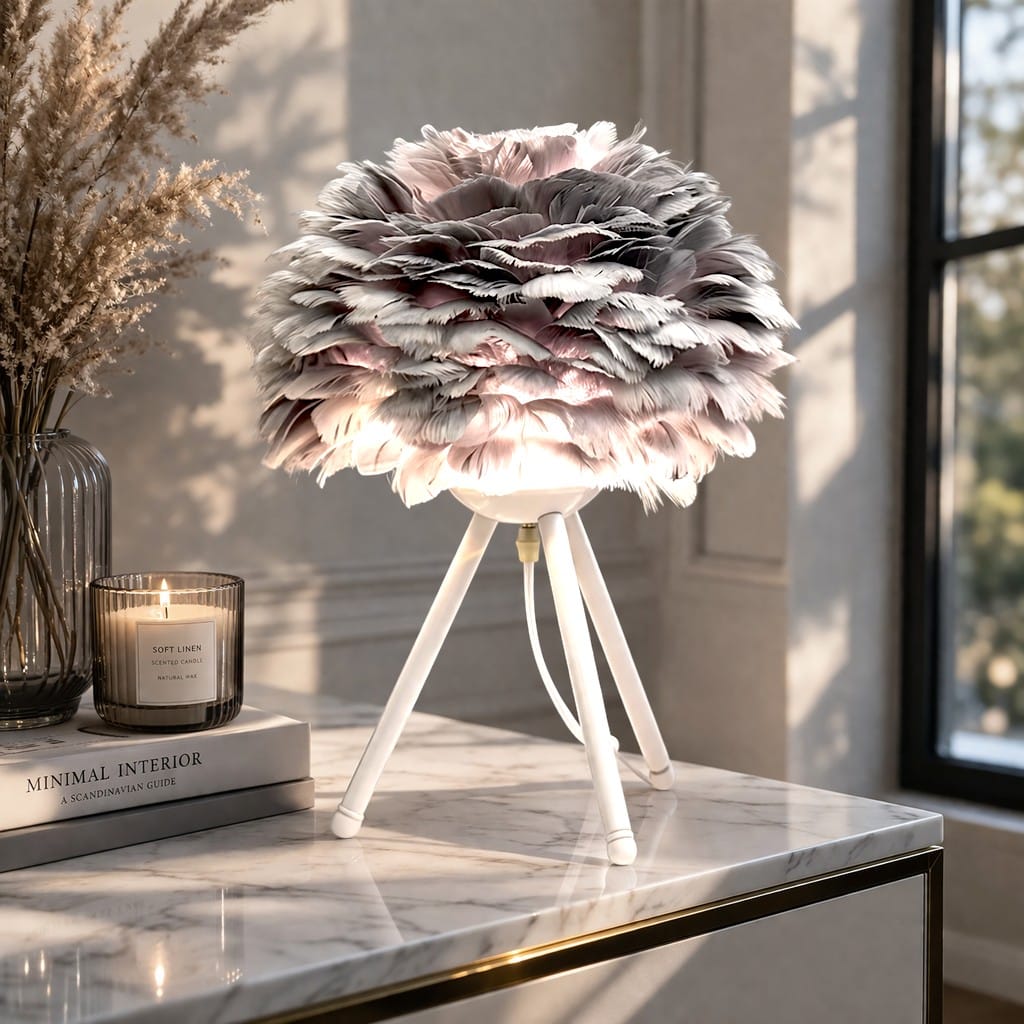 Lampe de table plume - Plumo Lampe de table plume - Plumo Adoptez la lumière plume