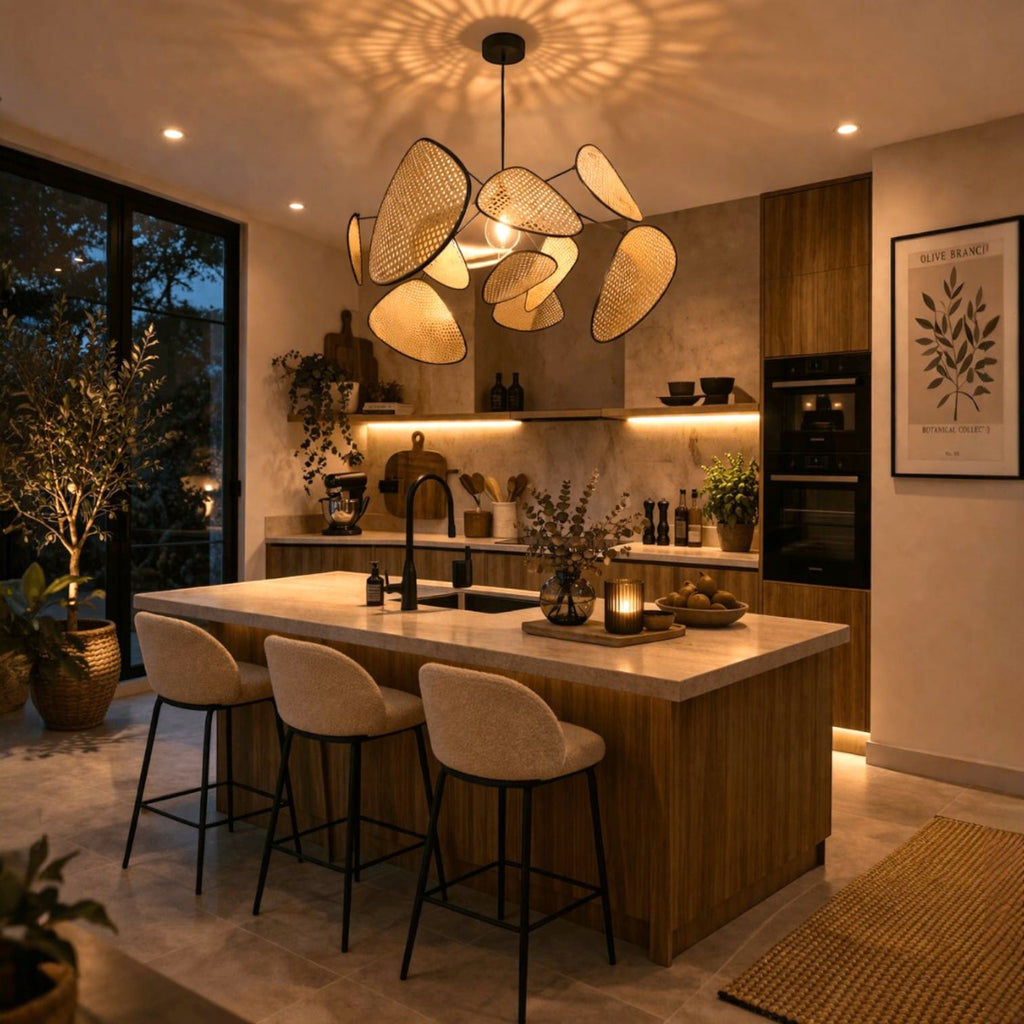 Suspension lustre rotin - Iva Suspension lustre rotin - Iva Éclairez avec style !