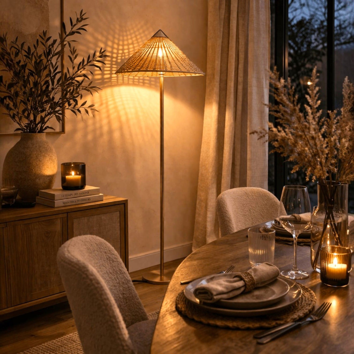 Lampadaire bois rotin - Lumeo Lampadaire bois rotin - Lumeo Éclairez votre intérieur