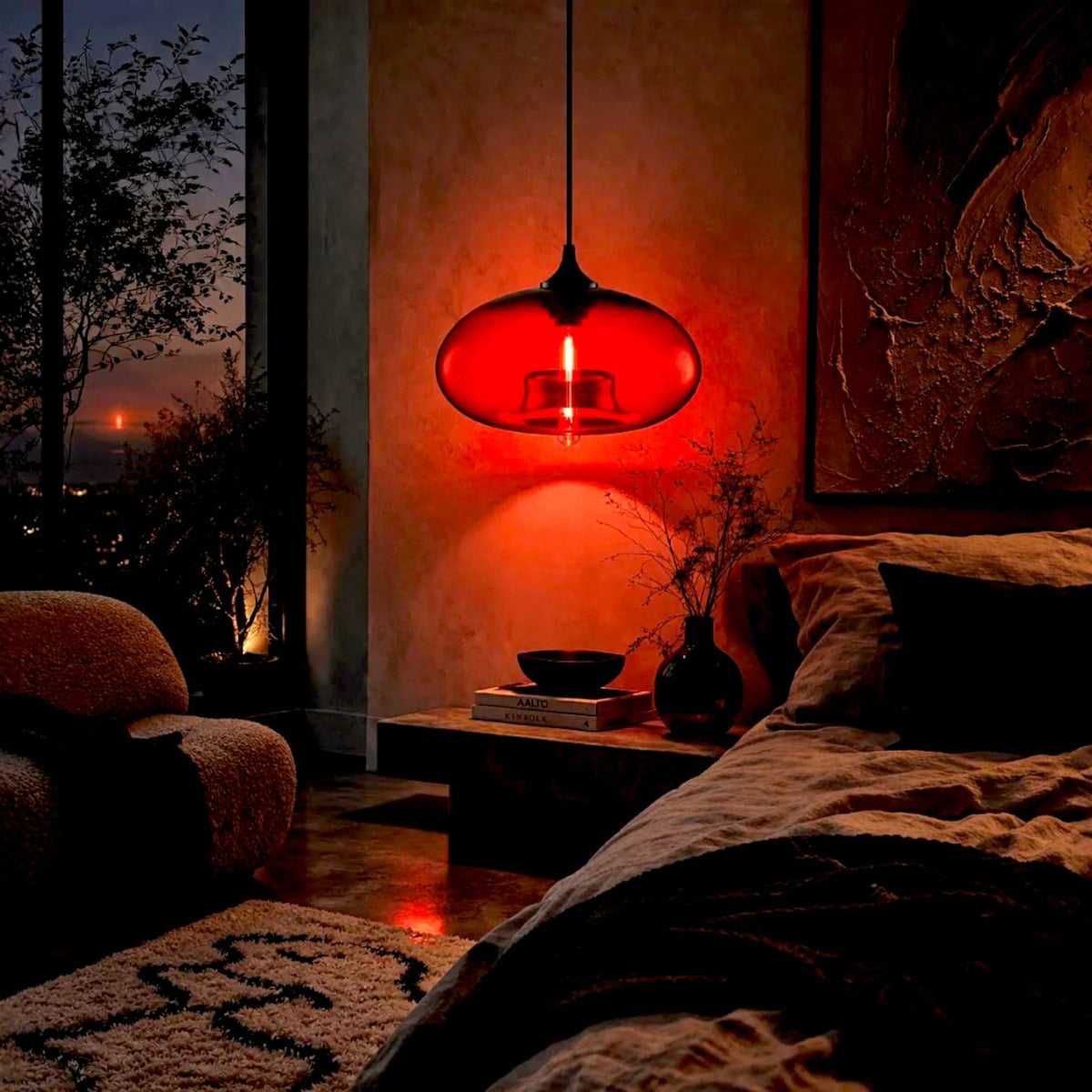 Luminaire suspension verre colore - Yva Luminaire suspension verre colore - Yva Éclat garanti