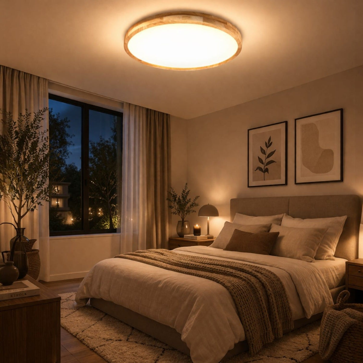 Plafonnier led rond bois - Melo Plafonnier led rond bois - Melo Chaleur immédiate