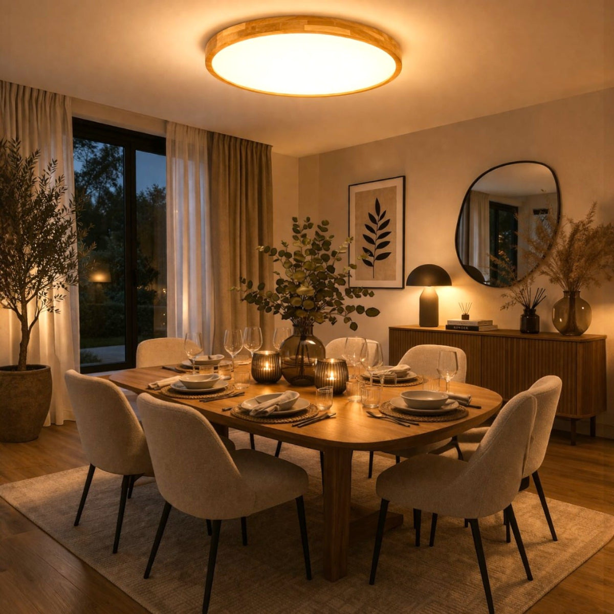 Plafonnier led rond bois - Melo Plafonnier led rond bois - Melo Chaleur immédiate