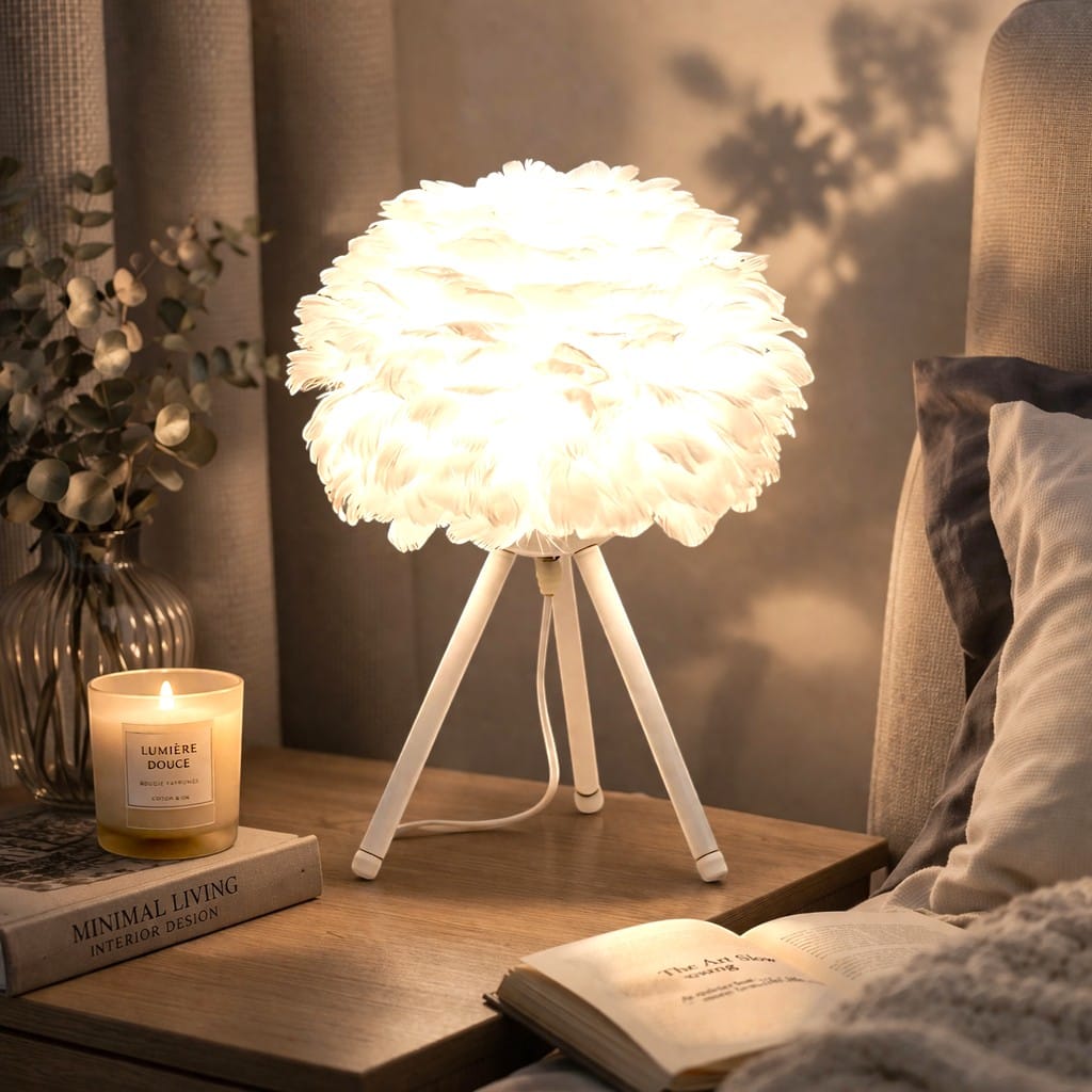 Lampe de table plume - Plumo Lampe de table plume - Plumo Adoptez la lumière plume