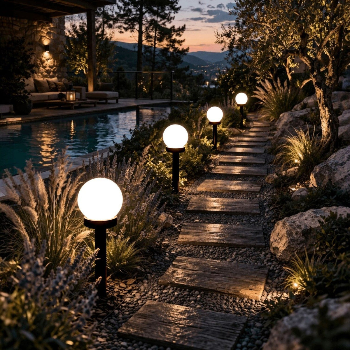 Boule lumière extérieure - Lexa Boule lumière extérieure - Lexa Illumine votre jardin !