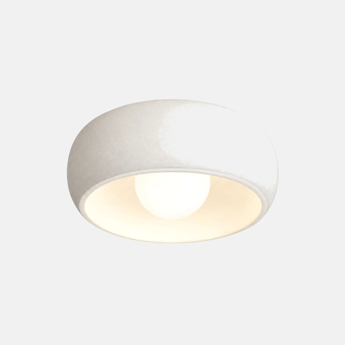 Plafonnier LED Kyra blanc mat aux formes arrondies, 30 cm, sur fond uni