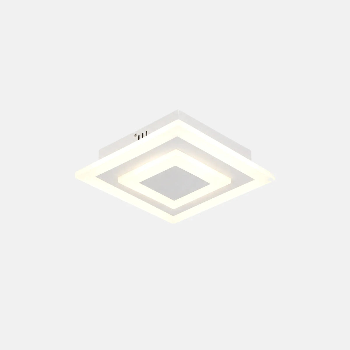 Plafonnier LED carré Kaalis blanc à double cadre, 20 cm, sur fond uni