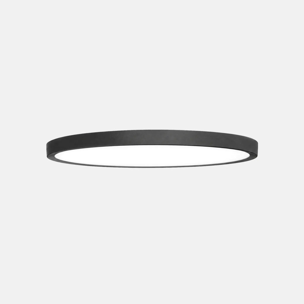 Plafonnier LED rond extra-plat Evi noir, 30 cm, sur fond uni
