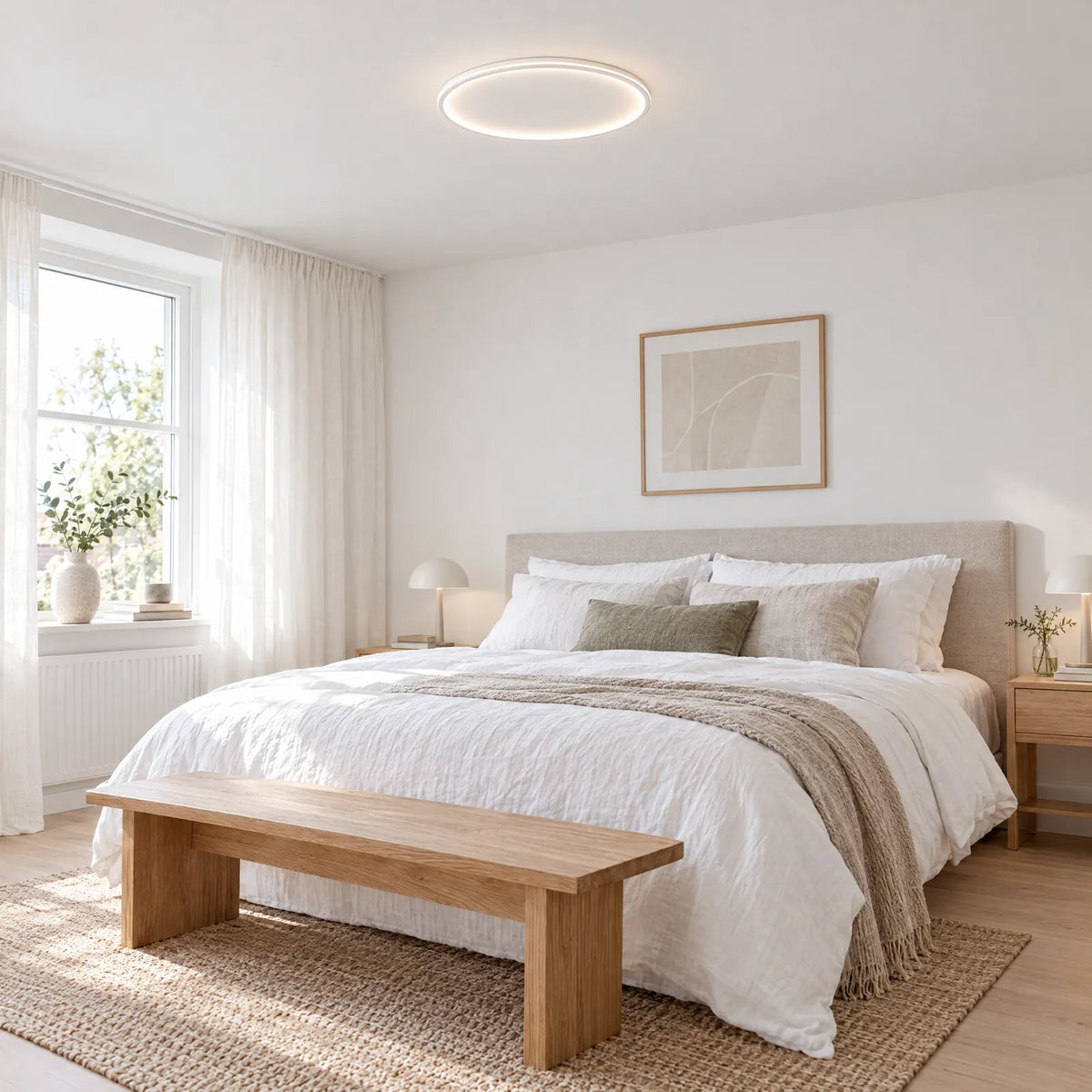Plafonnier LED Beca blanc dans une chambre lumineuse Image