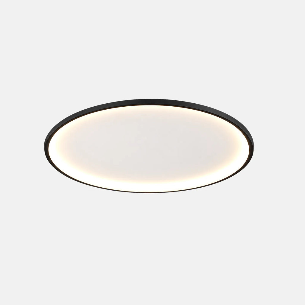 Plafonnier LED rond extra-plat Beca noir, sur fond uni