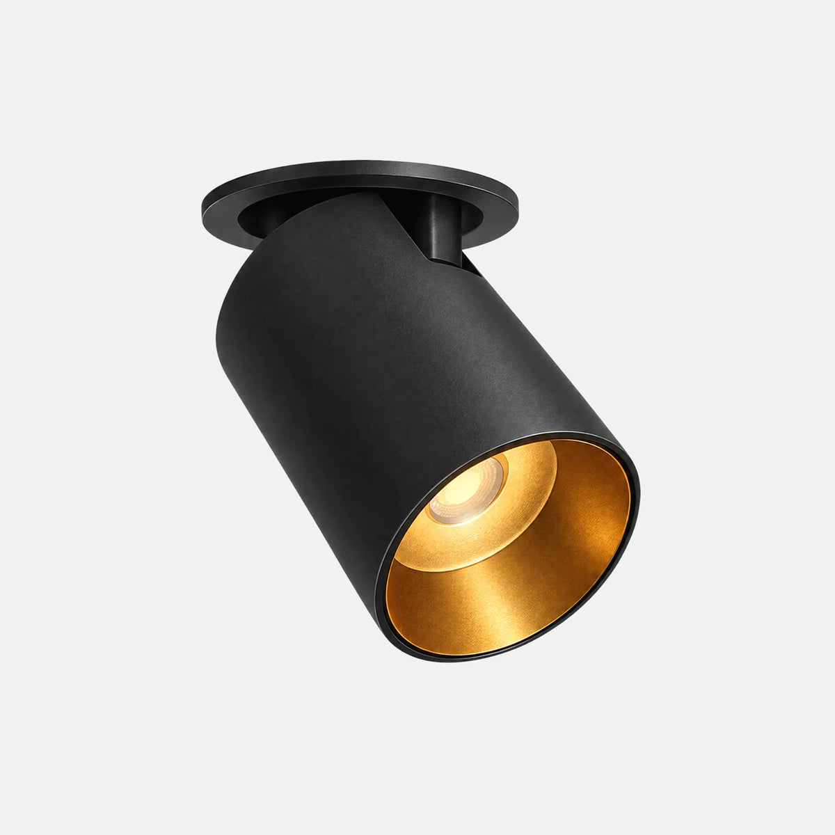 Spot LED orientable encastré Kuro noir, sur fond uni