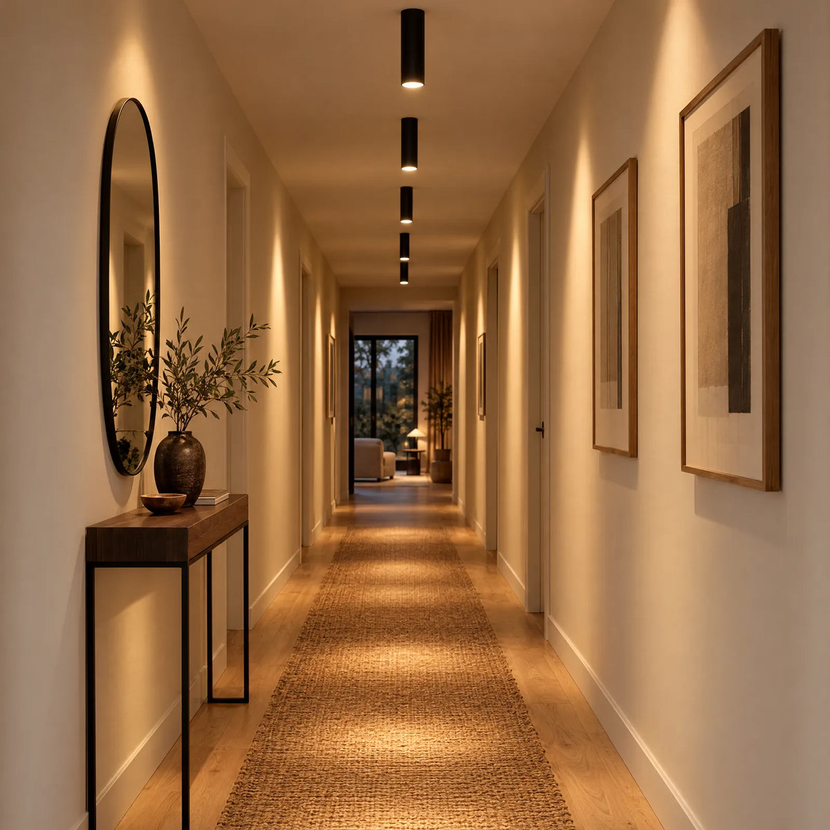 Tubes LED Ifa allumés le long d'un couloir