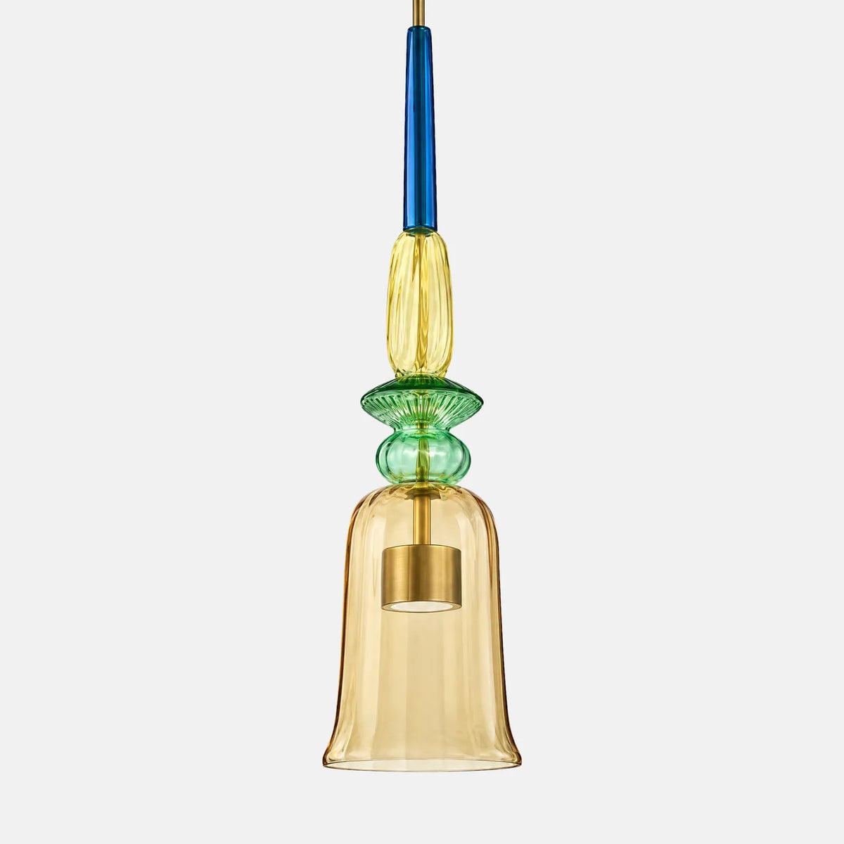 Suspension lampe verre Color modèle F, verre soufflé ambre, photo sur fond uni