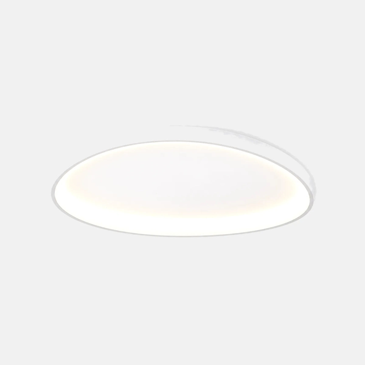 Plafonnier nuage LED Nuveo contour blanc, galet lumineux de 42 ou 62 cm, sur fond uni