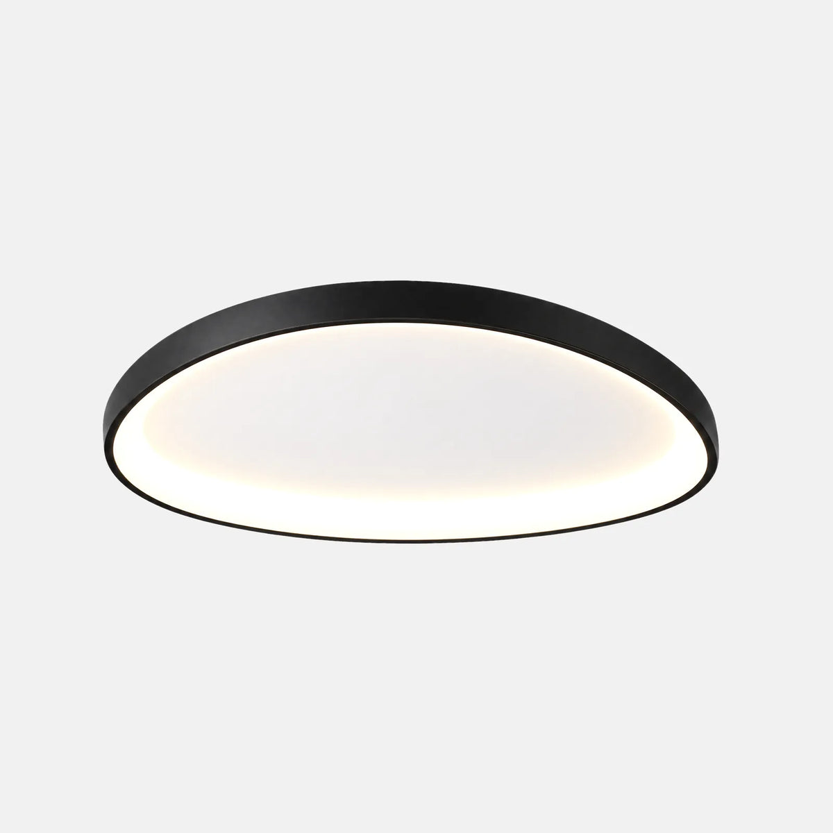Plafonnier nuage LED Nuveo contour noir, galet lumineux de 42 ou 62 cm, sur fond uni
